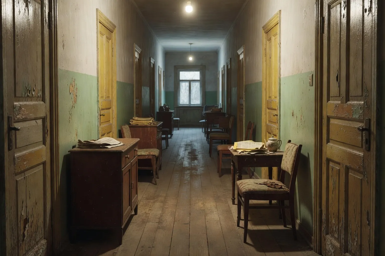 Couloir d'un appartement communautaire kommunalka en Russie, illustration historique
