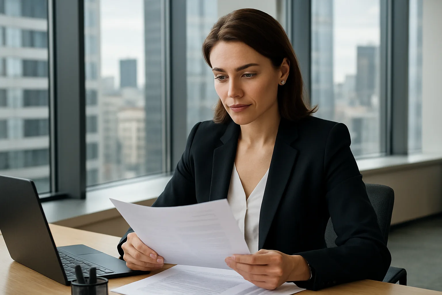 Femme russe moderne et cultivée lisant dans un café, symbolisant l'alliance entre indépendance intellectuelle et élégance naturelle