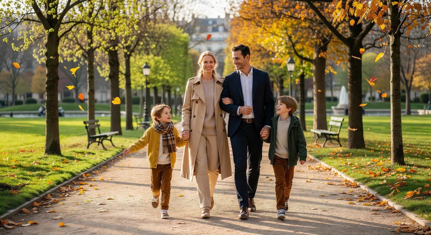 Famille mixte franco-russe avec enfants autour d'une table familiale, ambiance chaleureuse